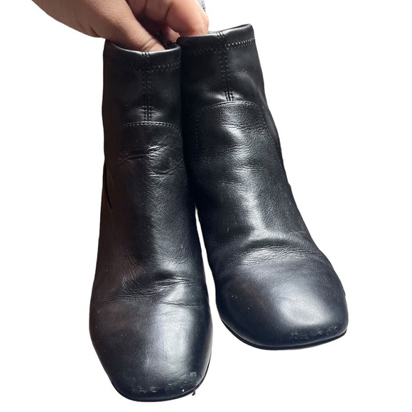 Coach Nala Bootie Leather Monogram Black Chunky Heel Side Zip Ankle Boot 6 - Picture 15 of 16